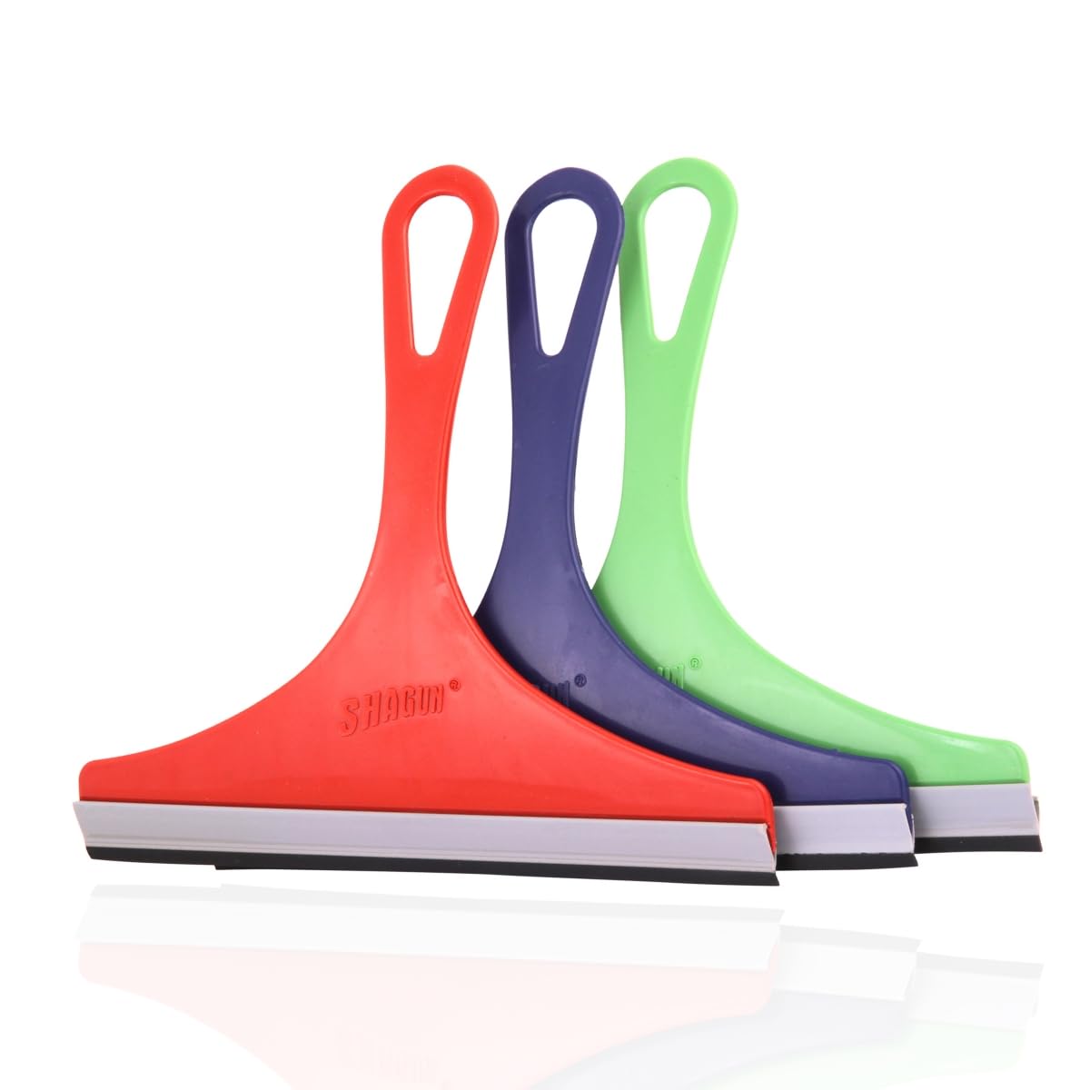 SHAGUN Multipurpose Glass Wiper Set – Premium Rubber Squeegee for Windows, Mirrors & Car Windshields | Streak-Free Cleaning Multicolor Pack of 3